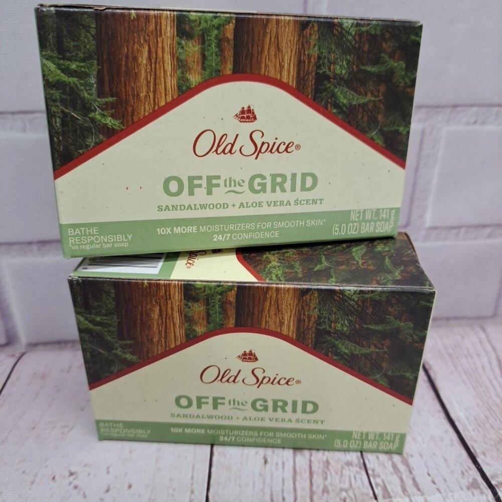 2‎ Old Spice Off The Grid Sandalwood & Aloe Vera Bar Soap 5oz Each  Discontinued